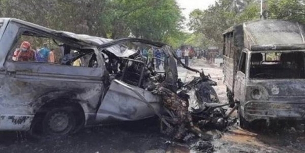 Bangladeş'te feci kaza! 13 kişi yanarak can verdi