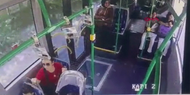 Başakşehir'de İETT otobüsünün içindeki kaza dehşeti kamerada