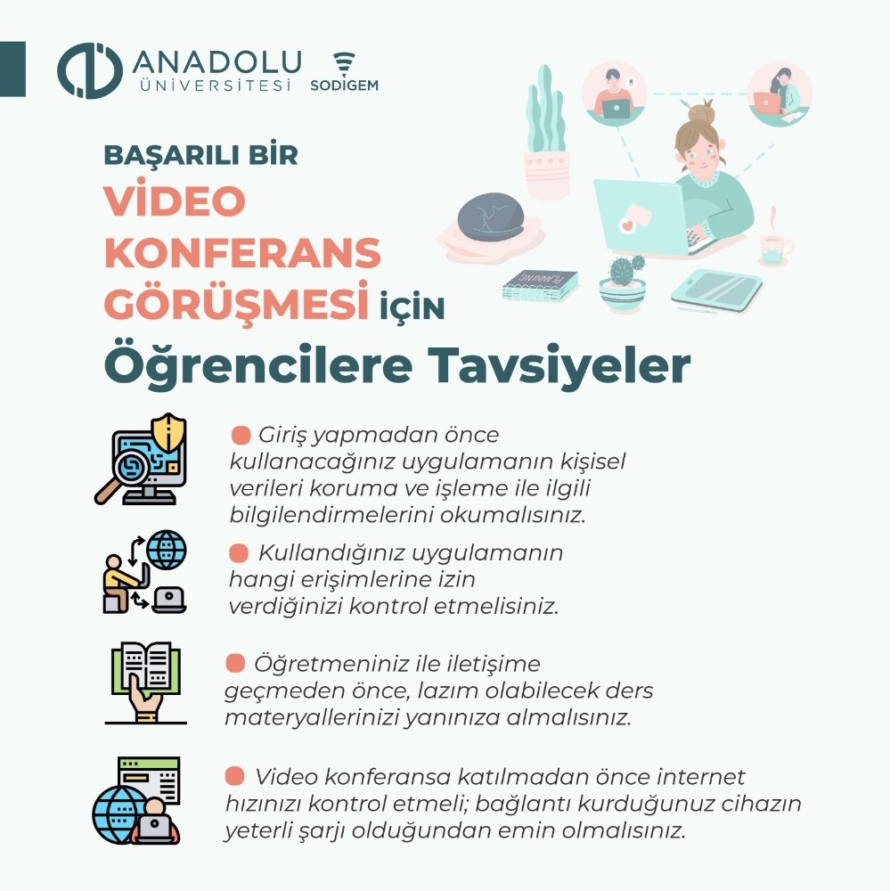 Başarılı bir video konferans görüşmesi için öğrencilere tavsiyeler 