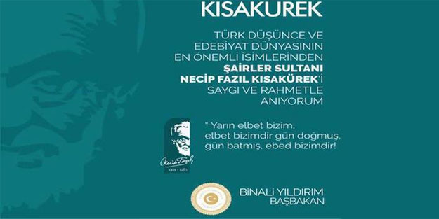 Binali Yıldırım, Necip Fazıl Kısakürek'i andı