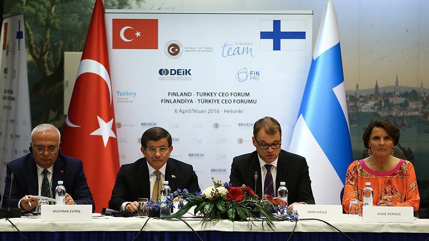 Başbakan Davutoğlu'ndan Finlandiyalı iş adamlarına yatırım çağrısı