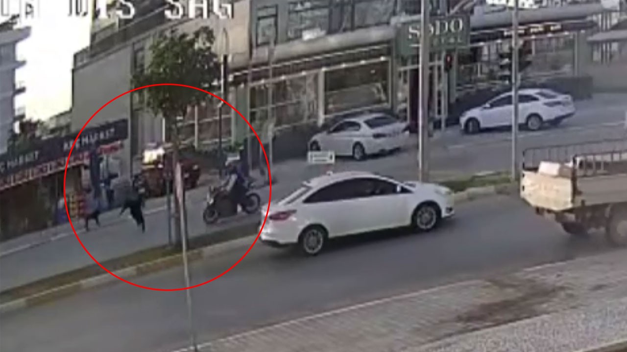 Başıboş köpeğin kovaladığı çocuğa motosiklet çarptı! O anlar kamerada