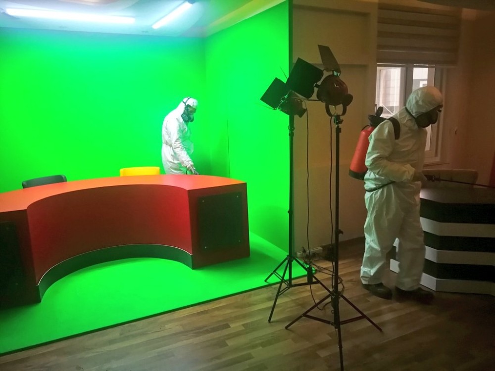 Basın kuruluşlarının büroları dezenfekte edildi 