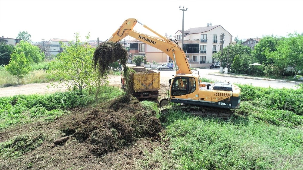 Başiskele’de yol kenarındaki otlar temizleniyor 