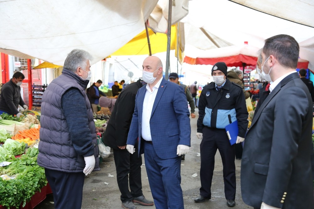 Başkan Bıyık’tan pazarda korona virüs denetimi 
