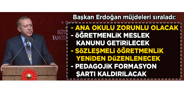 Başkan Erdoğan, eğitimde müjdeleri sıraladı
