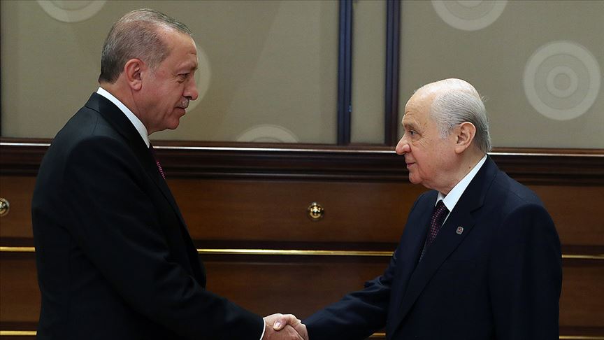 Başkan Erdoğan ile Bahçeli Meclis'te bir araya geldi