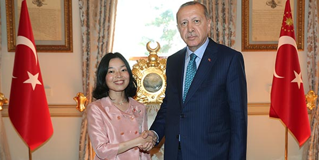 Cumhurbaşkanı Erdoğan, Japon prensesle görüşüyor
