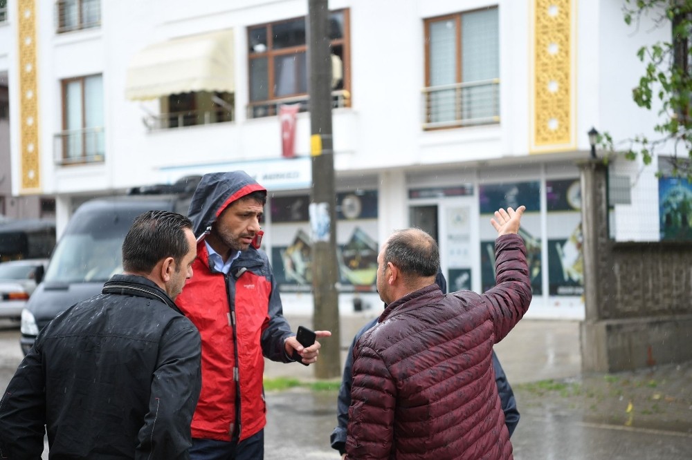 Başkan Kocaman, yağış sonrası incelemelerde bulundu 