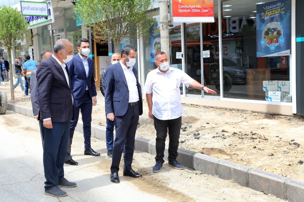 Başkan Şerifoğulları, üst yapı çalışmalarını inceledi 