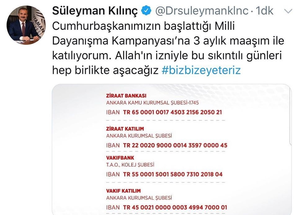 Başkan Süleyman Kılınç, 3 aylık maaşını bağışladı 