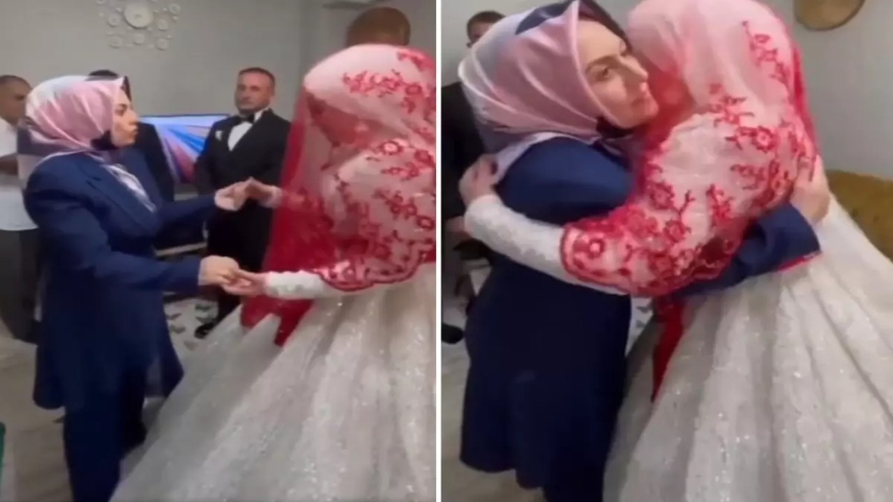 Başörtülü annenin, gelinlikle evden çıkan kızına söylediği sözler olay oldu