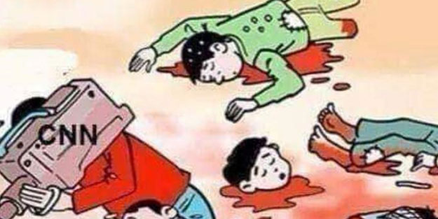 Batı'nın iki yüzlülüğünü özetleyen karikatür