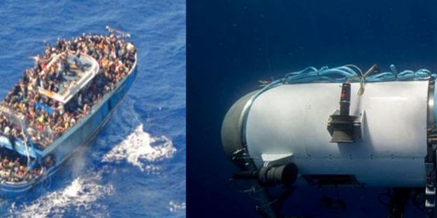 Batı'nın karaktersizliği: Onlarca kişinin öldüğü tekne faciası kayıp denizaltı kadar ilgi çekmedi