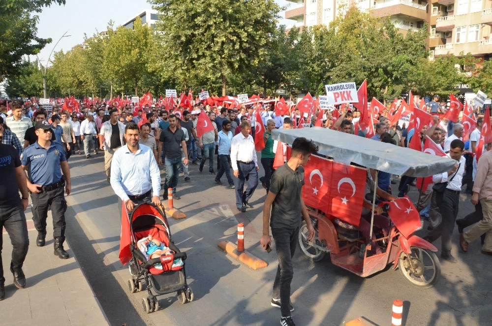 Batman’da şehitlere saygı teröre lanet yürüyüşü yapıldı 