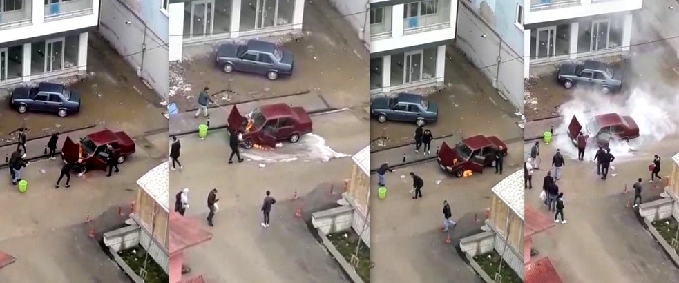 Bayburt’ta araç yangını 