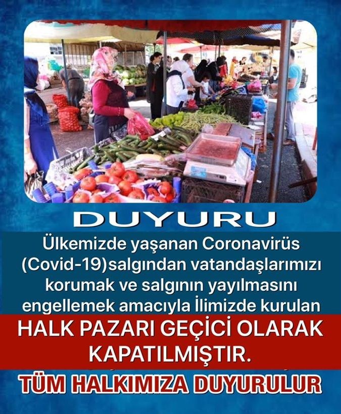 Bayburt’ta halk pazarı geçici süreyle kapatıldı 