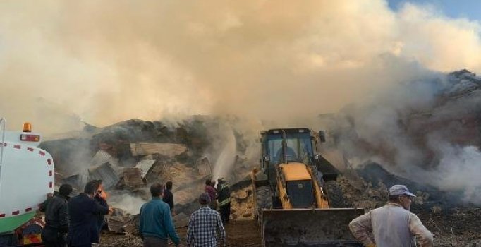 Bayburt'ta, köyde çıkan yangında 7 ev ve 2 ahır yandı