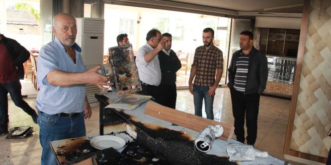 Hırsızlar et çaldıkları lokantayı ateşe verdi