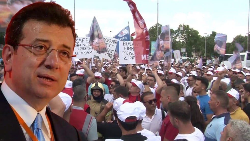 Belediye çalışanları Saraçhane'de eylem yaptı! Ekrem'in İBB'si dengelerini bozdu