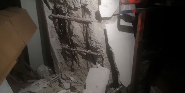 Belediye ekipleri Bahçelievler’de kolonları çatlayan binada incelemelerde bulundu
