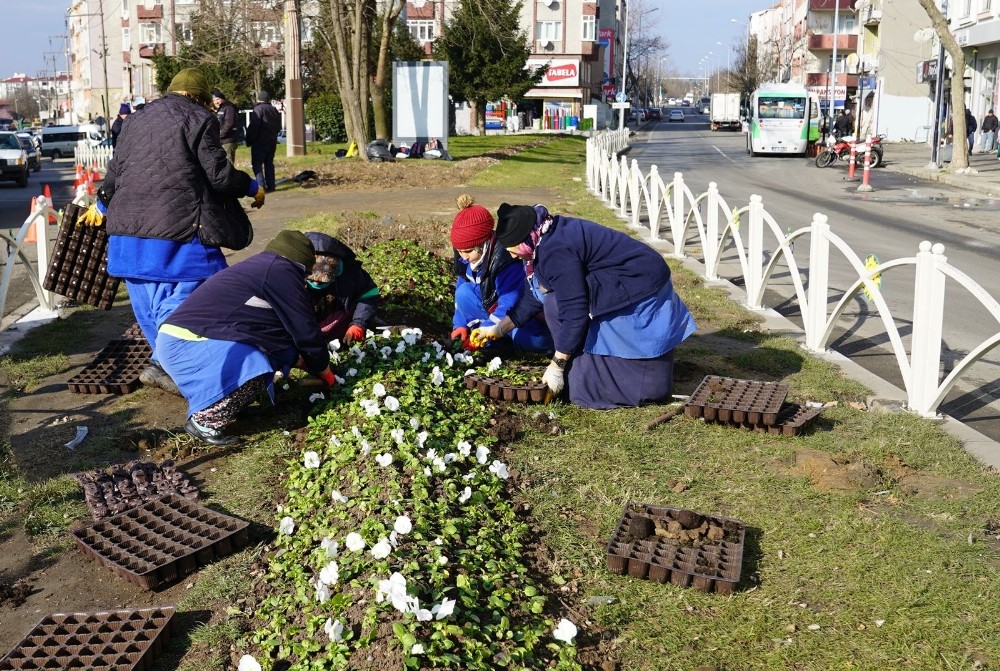 Belediye ekipleri Çorlu’yu güzelleştirmeye çalışıyor 