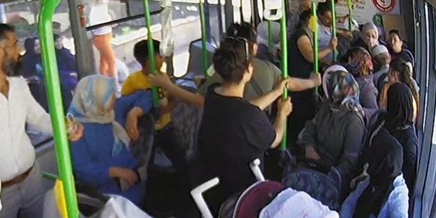 Belediye otobüsünde panik anları! Zamanla yarıştılar