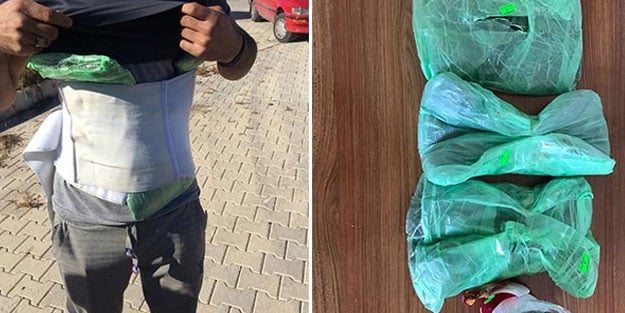 Beline sardığı 1 kilo 660 gram esrarla enselendi