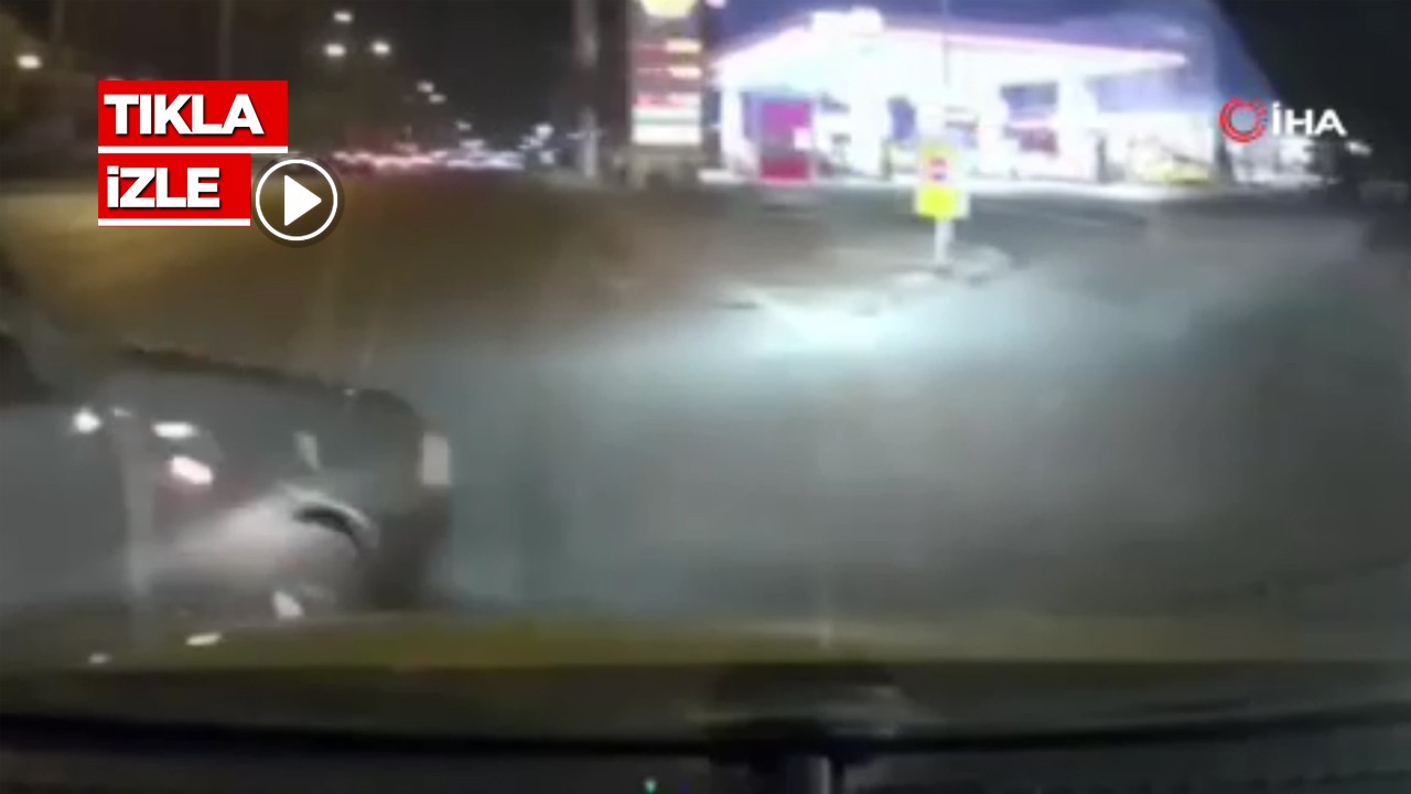 Benzinliğe girmek için manevra yaptı! Göz göre göre taksiye böyle vurdu