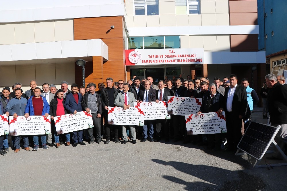 Besicilere ’güneş enerjisinden elektrik üreten çadır’ dağıtıldı 