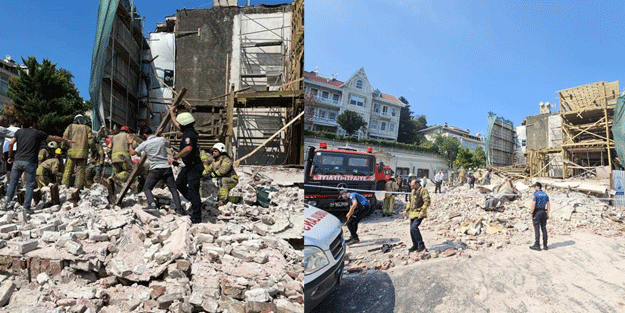 Beşiktaş'ta bina çöktü