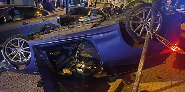 Beşiktaş'ta kontrolden çıkan otomobil takla attı