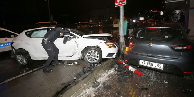 Beşiktaş'ta otomobiller çarpıştı: Yaralılar var