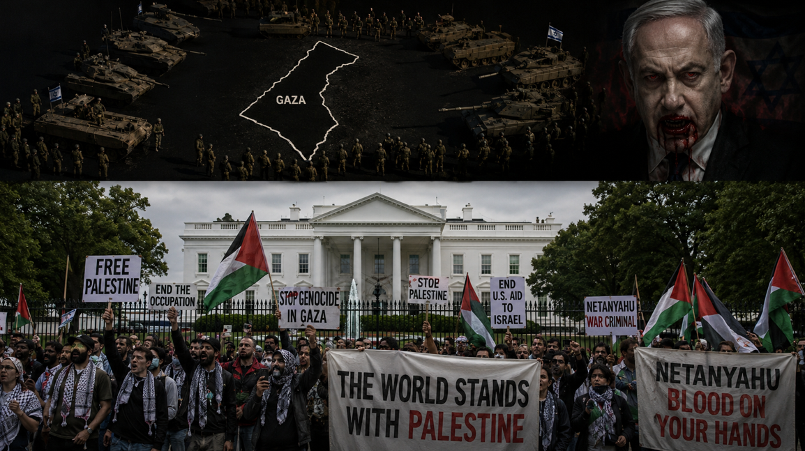 Beyaz Saray’ın gölgesinde vampire protesto: Filistin destekçilerinden Netanyahu’ya öfke!