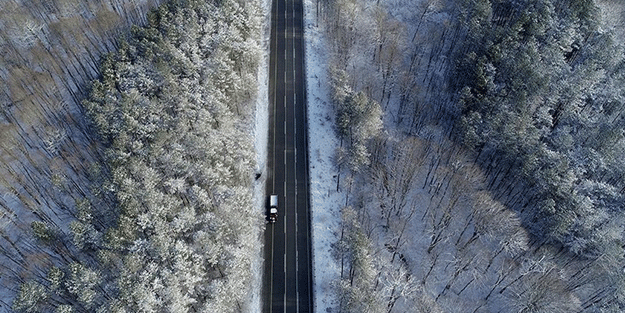 Beyaza bürünen Istranca ormanları havadan görüntülendi