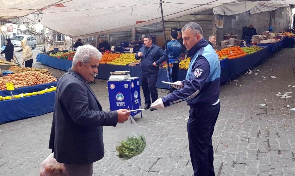 Beyoğlu zabıtasından semt pazarlarında korona virüs denetimi 