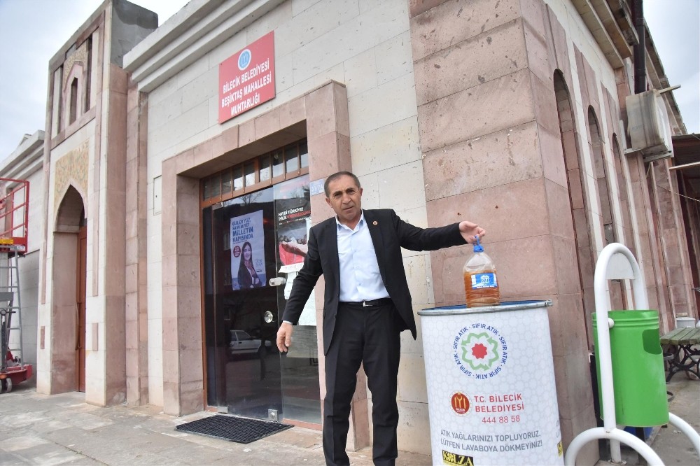Bilecik’te mahalle muhtarlıklarına atık yağları toplama depoları konuldu 