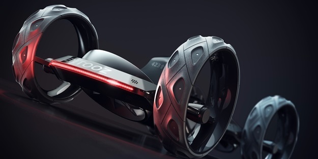 Bilim kurgu filmlerinden fırlamış sürücülü drone konsepti