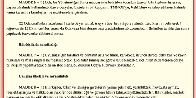 Bilirkişiler TMMOB’un tekelinde