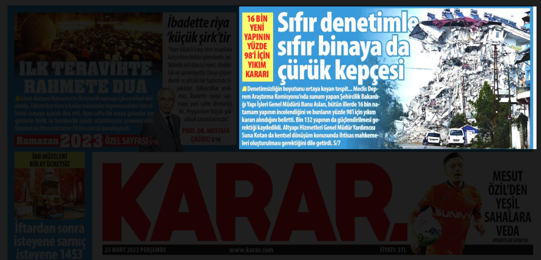 "Binaların yüzde 98'i yıkılacak" yalanı... NTV düzeltti, Karar gazeteye bastı!
