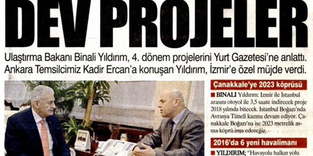 Binali Yıldırım CHP'nin gazetesine manşet oldu!