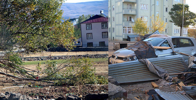 Bingöl'ün Karlıova ilçesinde fırtına çatıları uçurdu