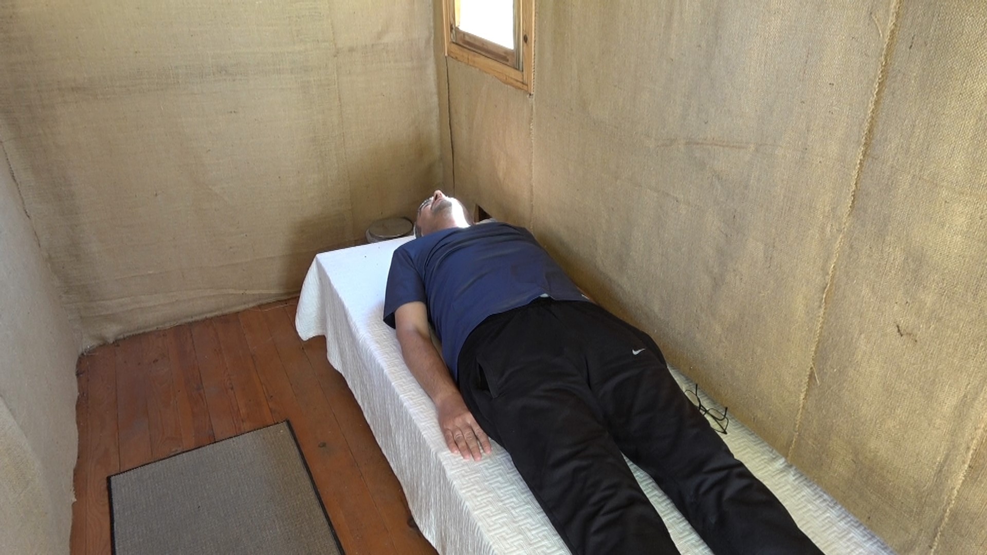 Binlerce arının üzerine yatan, daha dinç kalkıyor