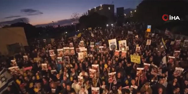 Netanyahu karşıtı binlerce yahudiden İsrail Meclisi'nin önünde 'ateşkes' eylemi!