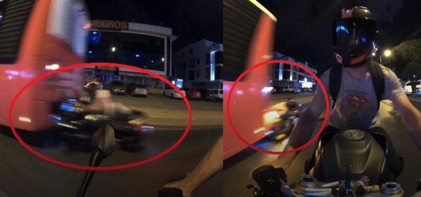 Bir anlık dalgınlık sonu oluyordu! Her şey kask kamerası tarafından kaydedildi!