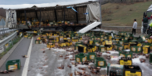 Bira taşırken canından oluyordu! Burası meyhane değil karayolu