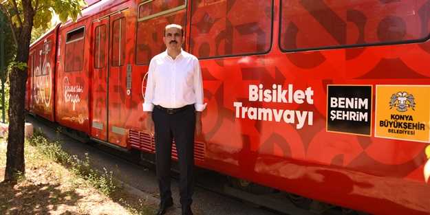 Bisiklet şehri Konya'dan Türkiye'de ilk bisiklet tramvayı raylarda