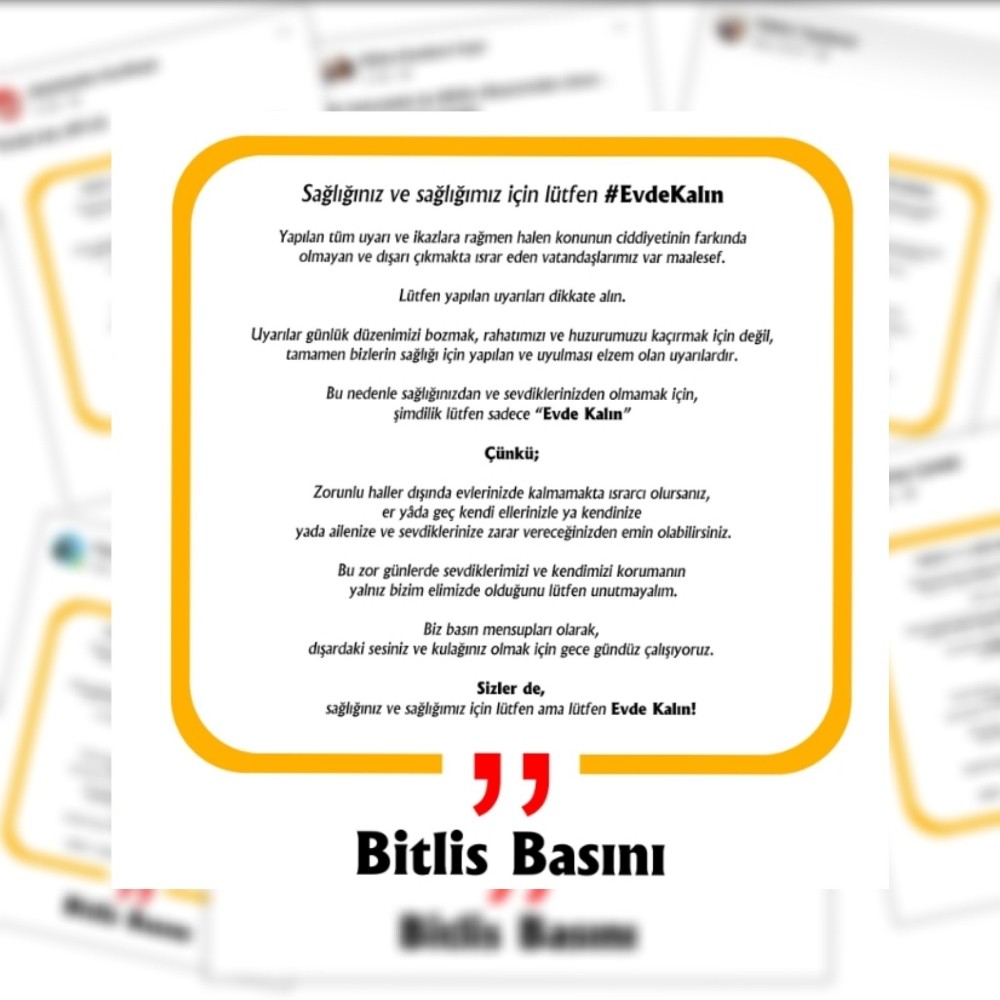 Bitlis basınından ‘evde kal’ çağrısı 