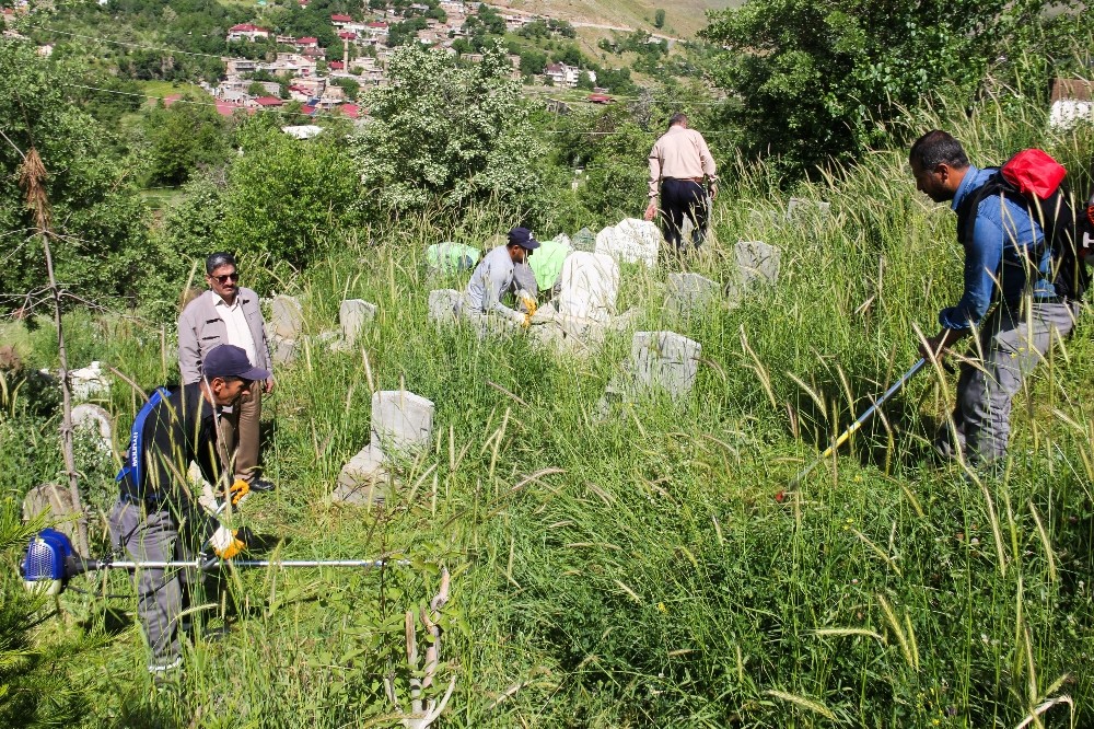 Bitlis Belediyesi mezarlıkları temizliyor 