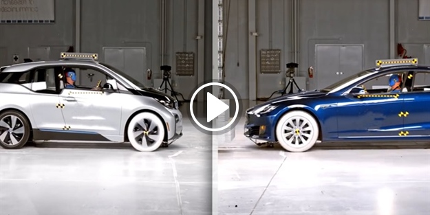 BMW ile Tesla çarpışma testinde karşı karşıya gelirse